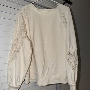 Elegant Cream Lace Sleeve Women's Top